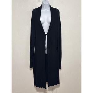 VTG 90s Y2K Cache Long Midi Open Cardigan Heavyweight Sweater L Black Goth